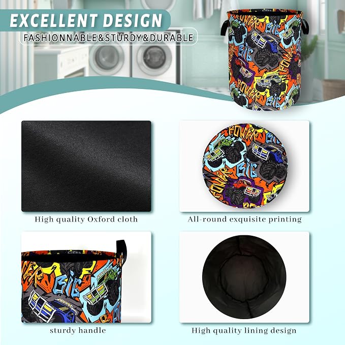 Funny Cars Laundry Basket Foldable Oxford Cloth Laundry Hamper - Image 4