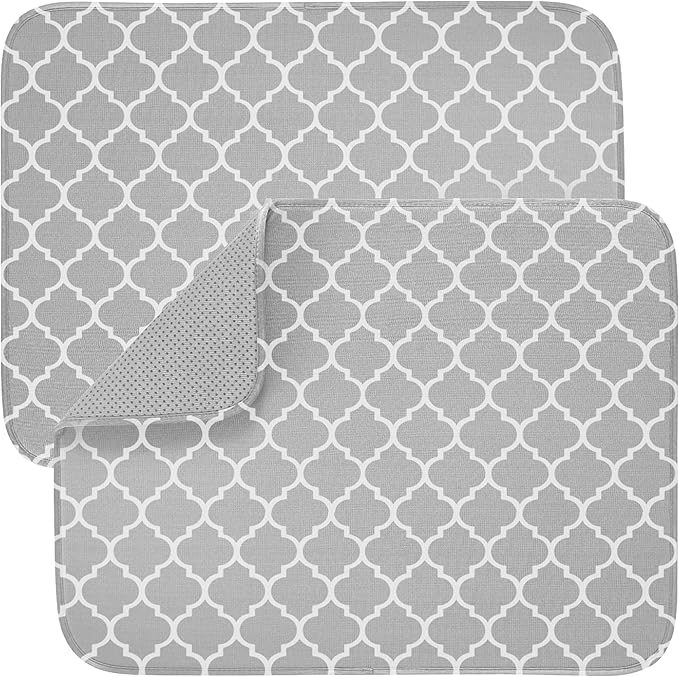 GORILLA GRIP Ultra Water Absorbent Microfiber Dish Drying Mat 2 Pack, Quick Dry by GorillaGrip