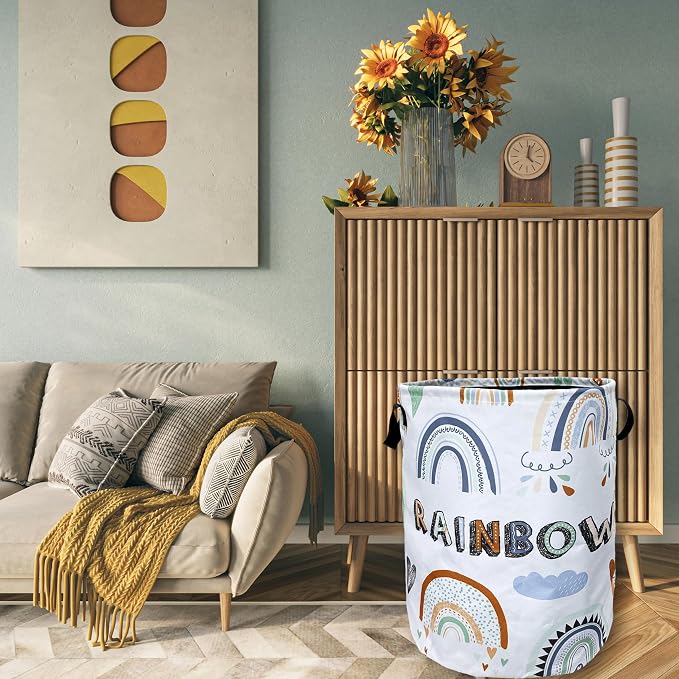 Cute Boho Rainbow Laundry Basket Foldable - Image 4