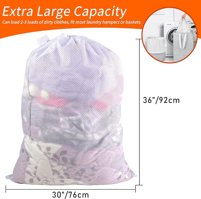 Polecasa Diamond Mesh Laundry Bags, Extra Large Laundry Hamper Liner, Laundry - Image 3