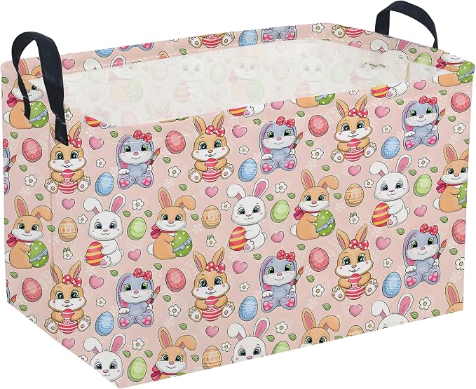 Sanjiaofeng Rectangular Easter Basket Eggs Storage Bins, Cute Storage Basket by Sanjiaofen