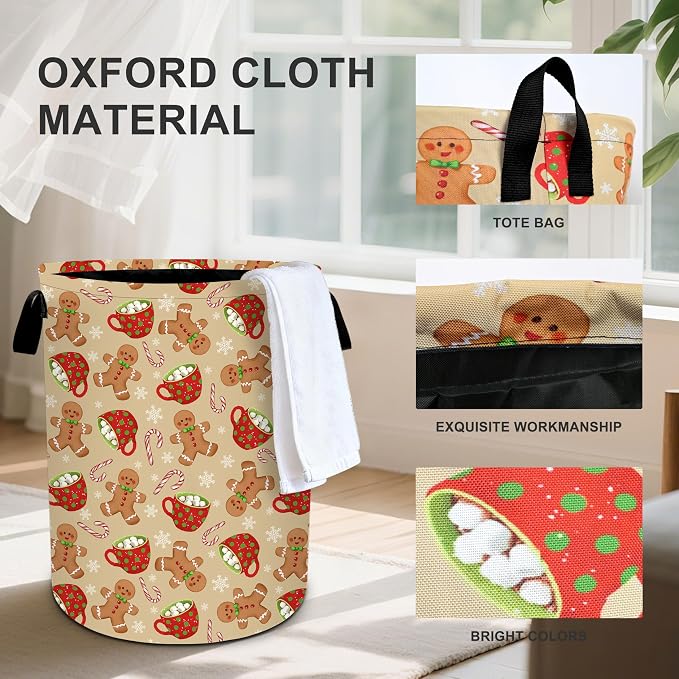Christmas Candy Laundry Basket Storage Bin Foldable Laundry Hamper Clothes - Image 4