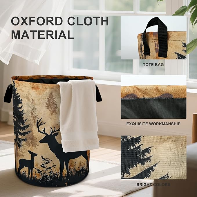 Forest Deer Laundry Basket Laundry Hamper - Image 2