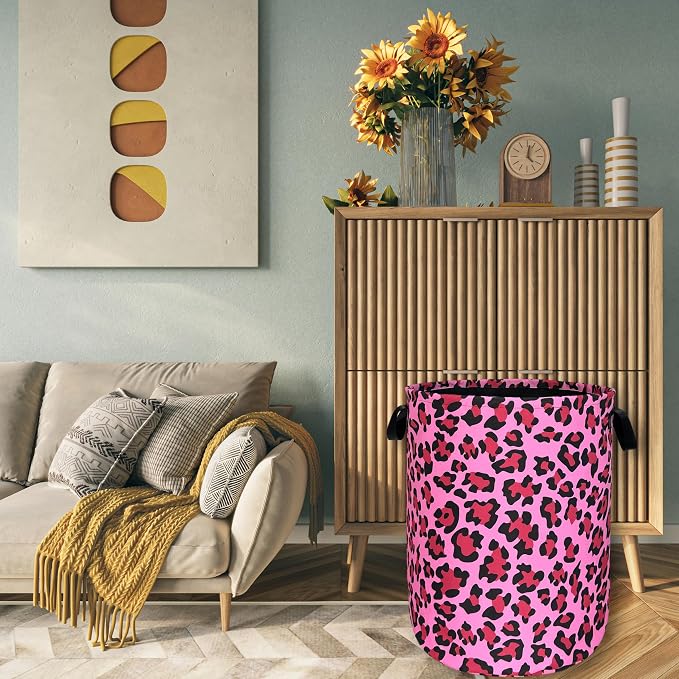 Pink Leopard Print Laundry Hamper Sexy Animal Laundry Basket - Image 7