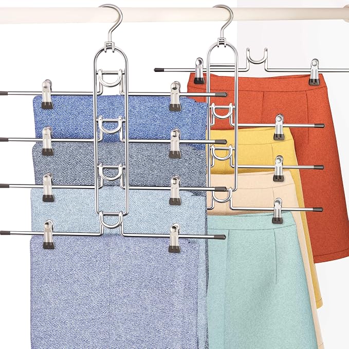 Pants Hangers With Clips, Newly Upgraded Detachable Space Saving Hangers by Lumigens