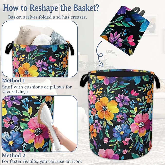 Vintage Spring Floral Laundry Hamper - Image 6