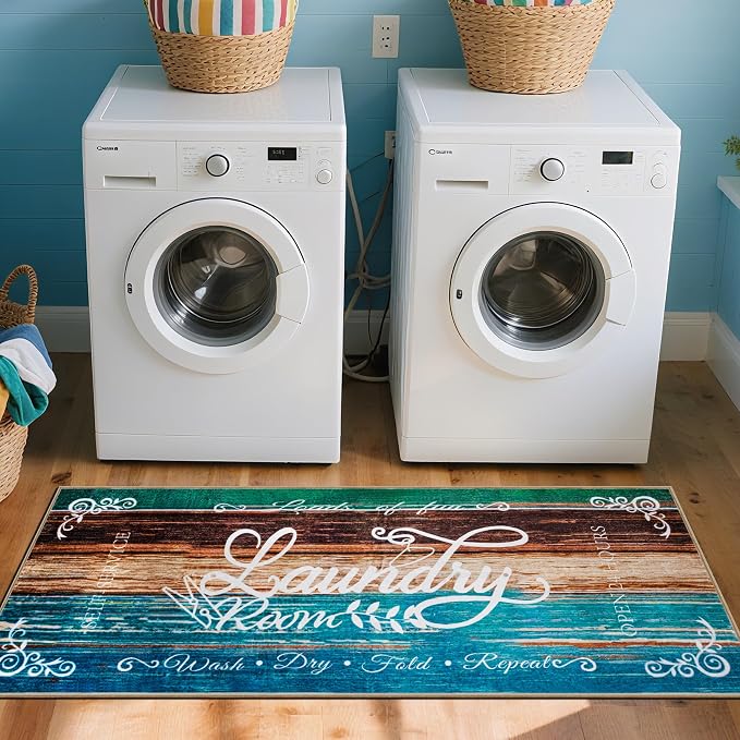 Laundry Room Rug 20"x47" – Stylish Non-Slip Runner Mat by Unknown