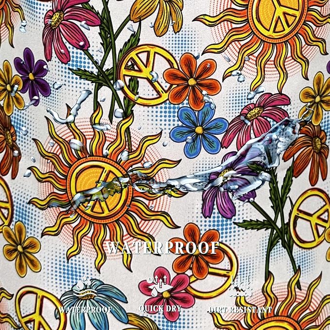 Colorful Hippie Peace Flowers Laundry Basket Foldable - Image 5