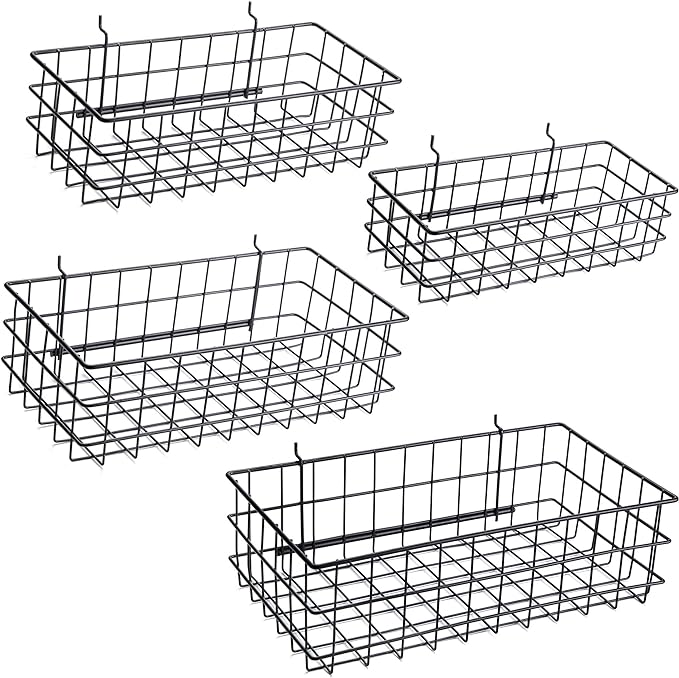 Pegboard Baskets, Square Style Wire Shelf Baskets by RightArrange