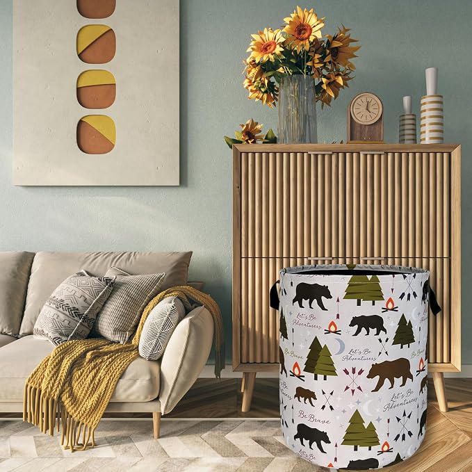 Funny Adventure Bear Forest Laundry Hamper Camping Laundry Basket - Image 7