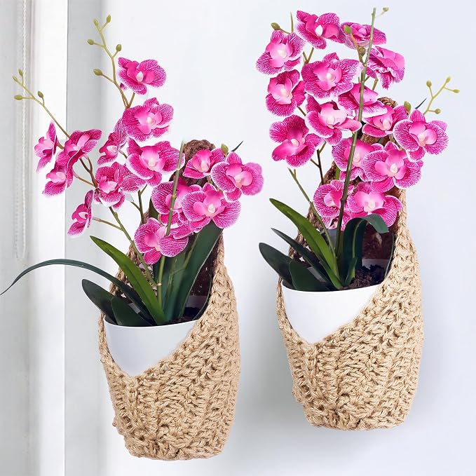 2 Pack 4 inch Hanging Orchid Basket, Hanging Orchid Planter | Macrame Wall by Shineloha