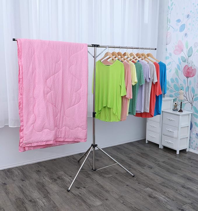 Foldable Portable Space Saving Clothes Drying Rack, Heavy Duty Stainless Steel - Image 2