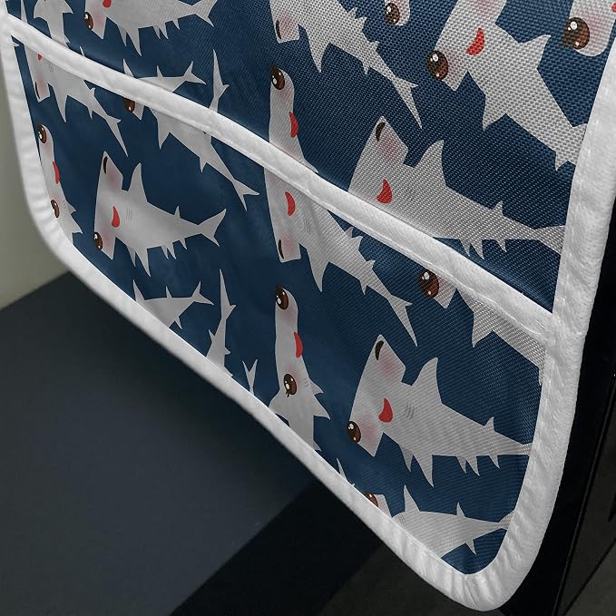 Lunarable Shark Microwave Oven Cover, Smiling Hammerhead Pattern in the Ocean - Image 3