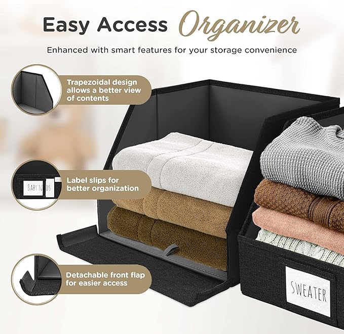 Trapezoid Closet Bins for Shelves – 12x12x10 Fabric Storage Baskets, - Image 3