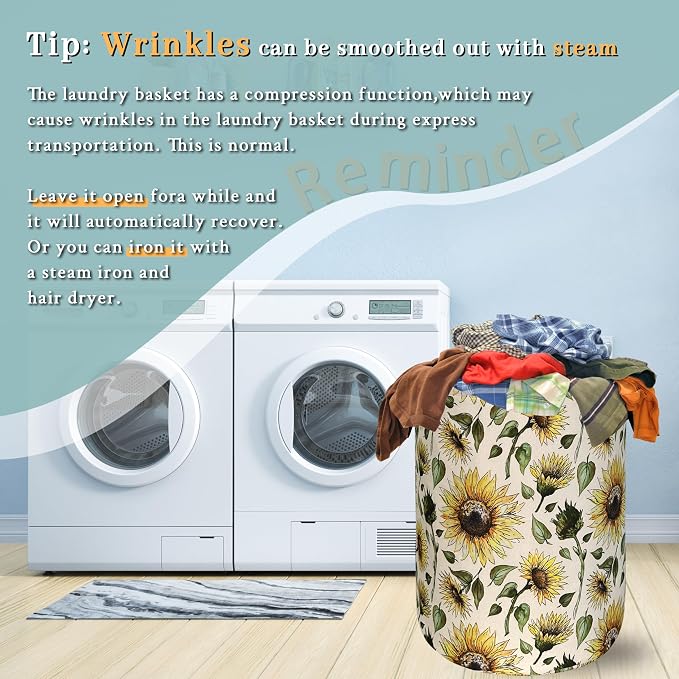 Retro Sunflower Laundry Hamper Yellow Flowers Laundry Basket - Image 6