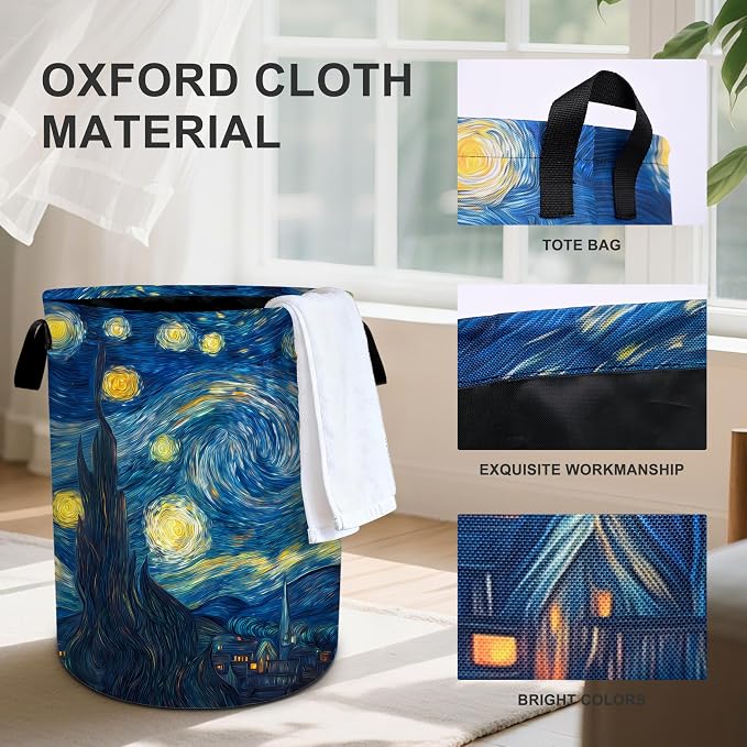 Starry Night Sky Laundry Basket Storage Bin Foldable Laundry Hamper Clothes - Image 3