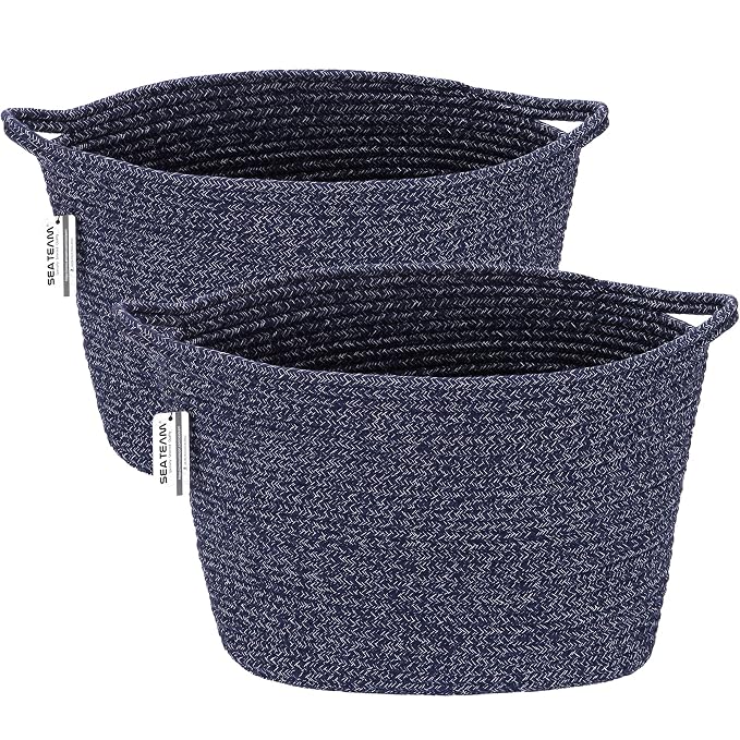 Sea Team 2-Pack Oval Cotton Rope Woven Storage Basket by SeaTeam