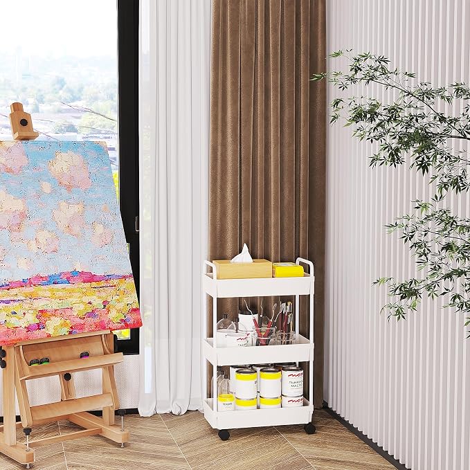 Buzowruil Rolling Storage Cart 3 Tier Organizer Mobile Shelving Unit Storage - Image 7