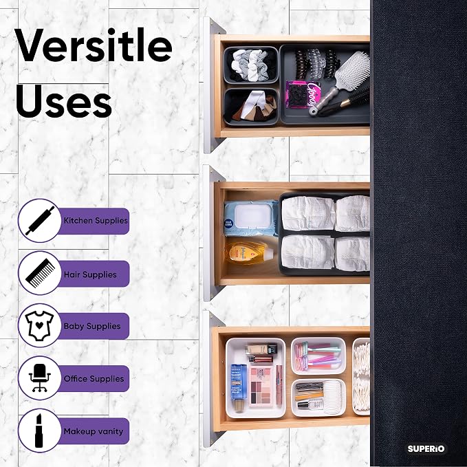 Superio Drawer Organizer Trays, Plastic Decorative Organizing Baskets - Image 6
