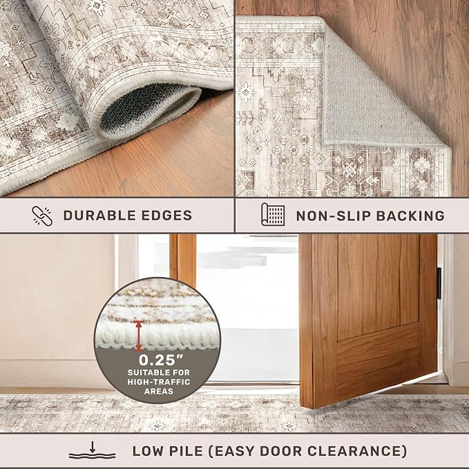 Boho Long Bathroom Runner Rug 24 x 72 Washable Non Slip - Image 5
