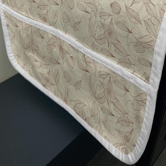 Ambesonne Beige Microwave Oven Cover, Vintage Flower Pattern Abstract Lines - Image 3