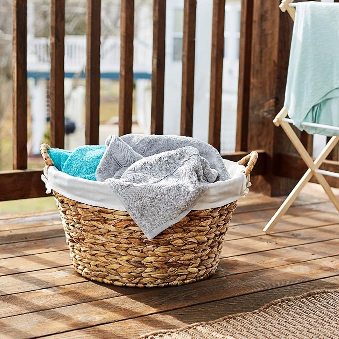 Household Essentials Round Wicker Laundry Basket - Image 3