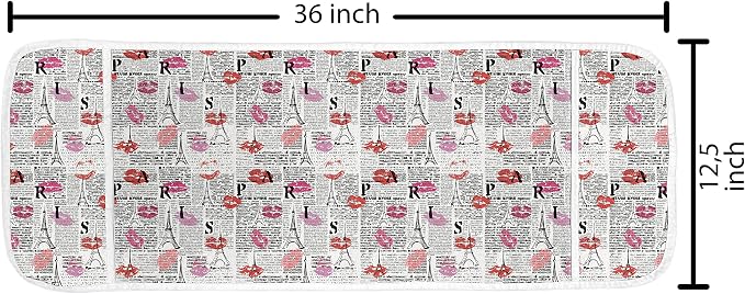 Ambesonne Paris Microwave Oven Cover, Eifel Tower Sketches and Lipstick Kises - Image 2