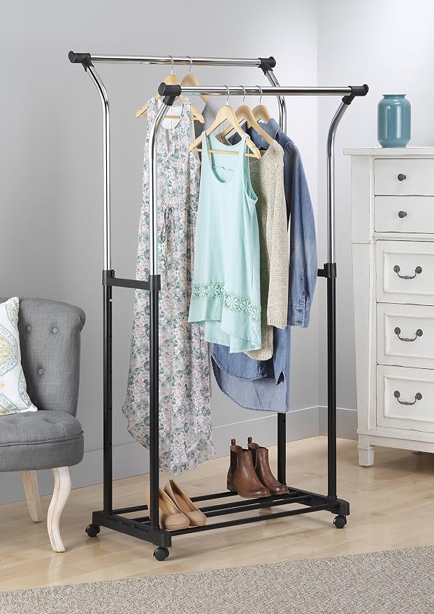 Whitmor Heavy Duty Adjustable Garment Rack-Rolling Clothes Organizer - Image 2
