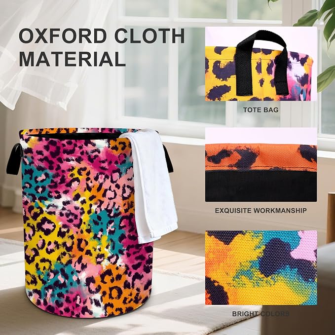 Leopard Print Laundry Basket Storage Bin Foldable Laundry Hamper Clothes - Image 3