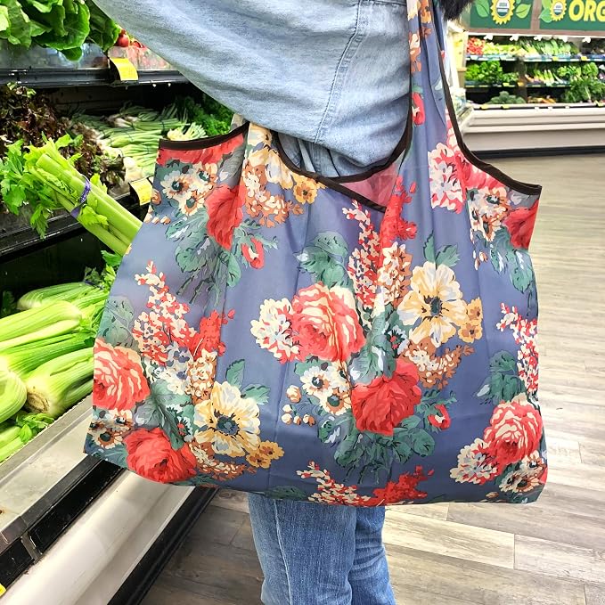 allydrew Large Foldable Tote Nylon Reusable Grocery Bag - Image 2