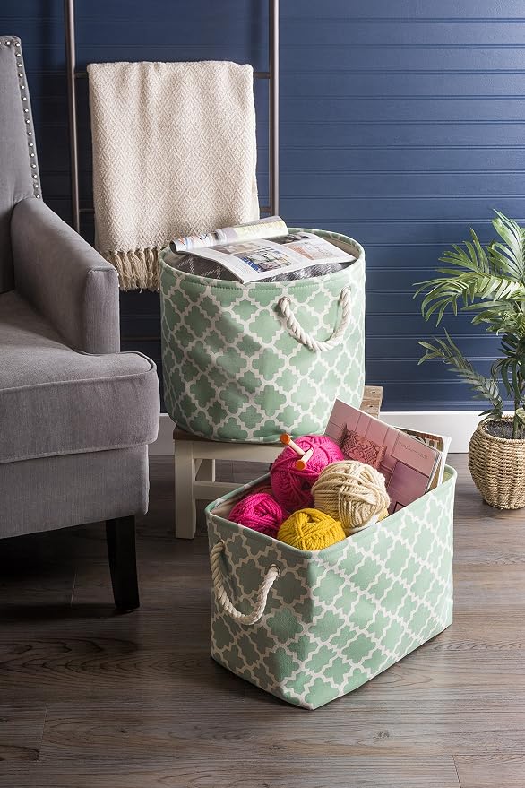DII Polyester Container with Handles, Lattice Storage Bin, Bright Green - Image 6