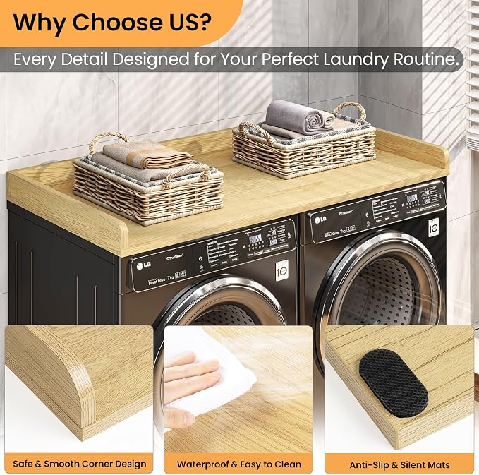 Washer Dryer Countertop, 27.5"x54" Wood Washer and Dryer Countertop - Image 4