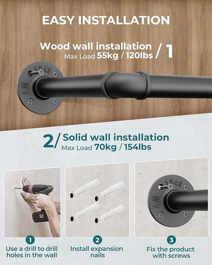 OROPY Clothes Rack, 65.7" Industrial Pipe Clothing Rack 2 Pack - Image 2