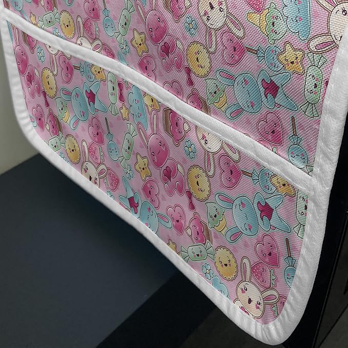 Ambesonne Cartoon Microwave Oven Cover, Kawaii Bunnies Ice Cream and Candies - Image 3