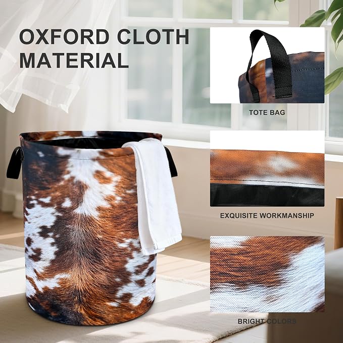 Cow Fur Laundry Basket Storage Bin Foldable Laundry Hamper Clothes Storage - Image 3