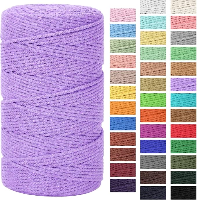 Macrame Cord 3mm x 164yd | 100% Natural Cotton Macrame Rope | 4 Strand Twisted by MacraBoho