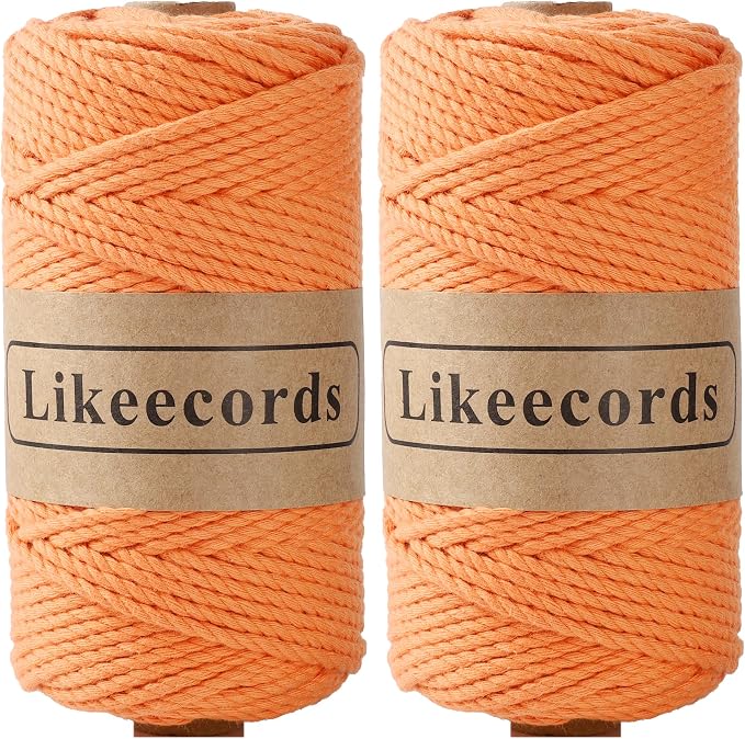 2 Rolls of Cotton Macrame Cord 3mm x 100m, 3 Strand Twisted, Macrame Rope by Likeecords