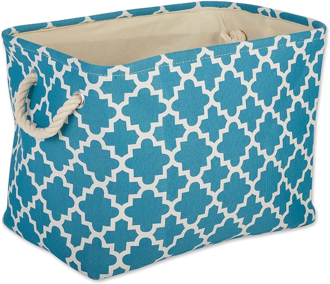 DII Polyester Container with Handles, Lattice Storage Bin, Storm Blue by DII
