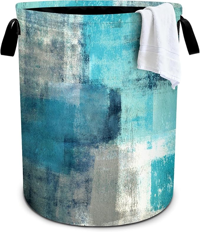 Teal Laundry Basket Storage Bin Foldable Laundry Hamper Clothes Storage Bucket by Bzocm