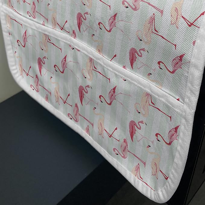 Ambesonne Flamingo Microwave Oven Cover, Horizontal Striped Background - Image 3