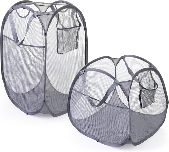 Smart Design Deluxe Mesh Laundry Pop Up Hamper Combo w/ Rectangle & Square by PROMART