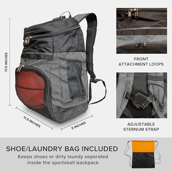 Basketball Backpack with Ball Compartment - Image 5