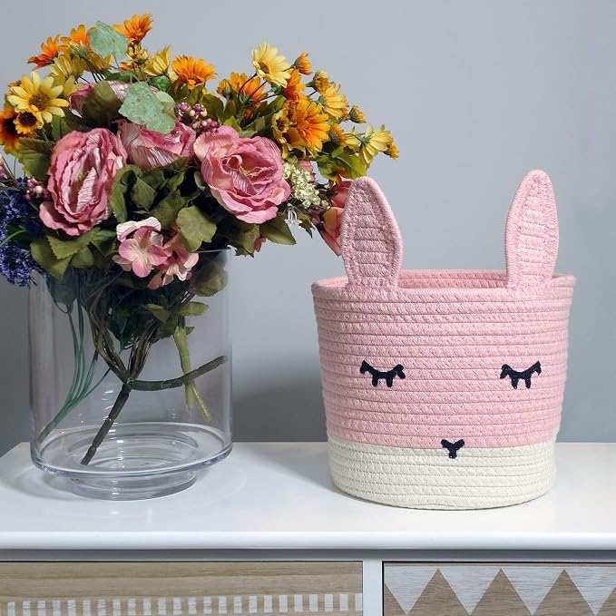T&T Homewares Small Cute Pink Bunny Toy & Laundry Basket - Image 3