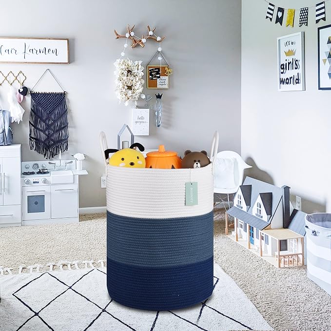 Large Blanket Basket, Tall Laundry Basket 65L, Nursery Hamper - Image 5