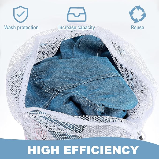 25 Pack Mesh Laundry Drawstring Bags, Laundromat - Image 3