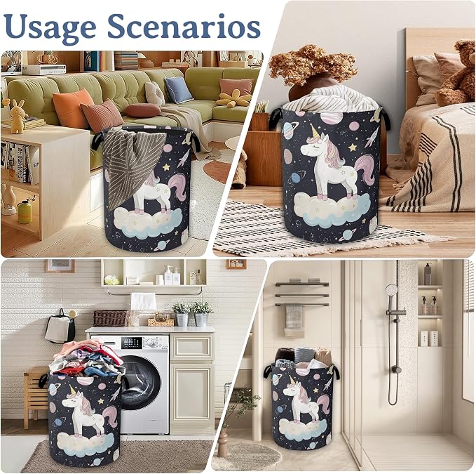 Cute Unicorn Laundry Basket, Foldable Oxford Cloth Planet Laundry Hamper - Image 7