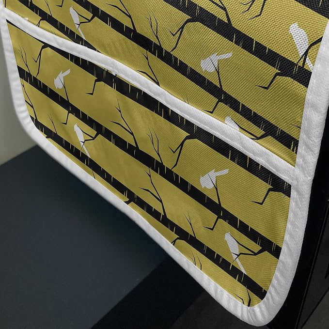Lunarable Yellow Microwave Oven Cover, Modern Artdeco Style Design Forest - Image 3