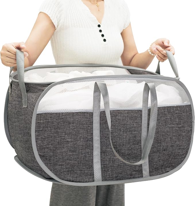 Pop-Up Laundry Basket，collapsible Mesh Laundry Hamper– by Unknown