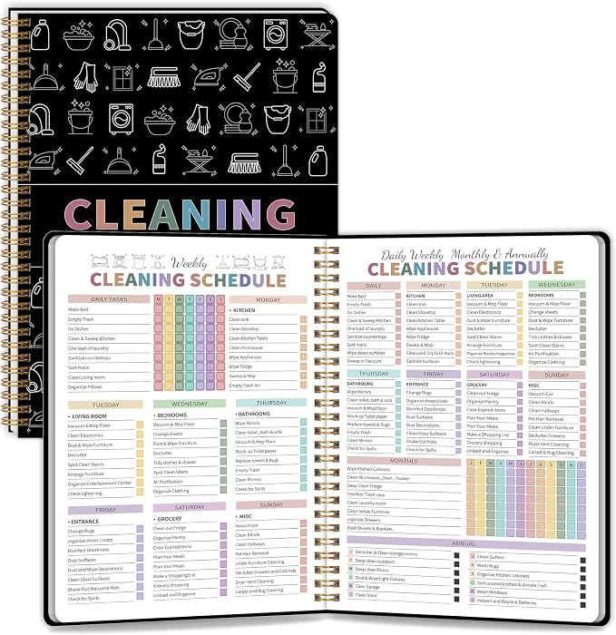 ADHD Cleaning Planner for Adults Women, Cleaning Schedule and Checklist Notebook by GOLDPEI