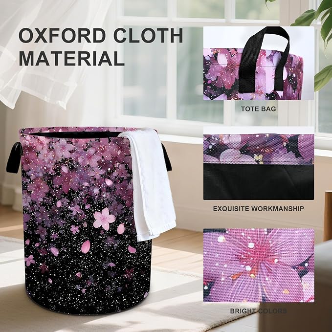 Cherry Blossoms Laundry Basket Storage Bin Foldable Laundry Hamper Clothes - Image 4
